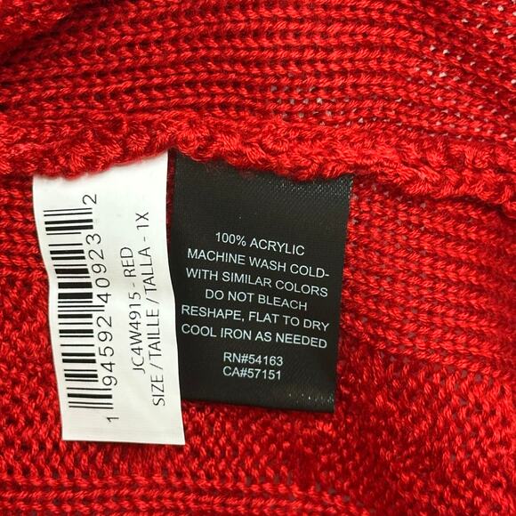 NWT Jessica Howard Red Cable Knit Sweater Dress Womens Plus Size 1X 3/4 Sleeves - Picture 8 of 9
